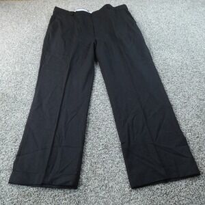 Berle Pants Mens 42X30 Black Wool Chino Dress Trouser Flat Front Cuffed Career